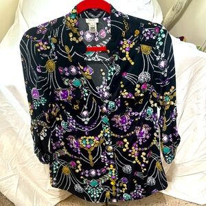 Cache black jewel toned blouse